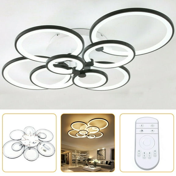 Modern BlacCeiling Light 8Heads Dimmable Chandelier LED Pendant Lamp Fixture & Remote AC 110v, 50Hz 3Color Light Change