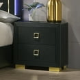 thumbnail image 1 of Modern Black 2-Drawer Nightstand | Engineered Wood & Metal | 24"W x 16"D x 24"H | Gold Trim & Legs | Square Pulls | Perfect for Bedroom Use, 1 of 7