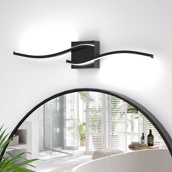 Modern Black 24 Inch LED Bathroom Vanity Light Bar, Wall Lighting Fixture Over Mirror Dimmable
