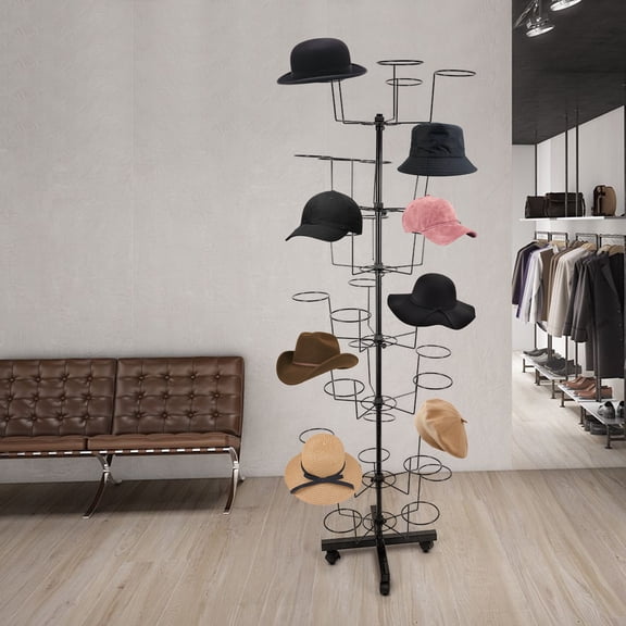 Modern Black 7-tier Hat Rack Designed for Hanging Hats and Wigs in An Orderly Manner 35 Hats Hat Rack