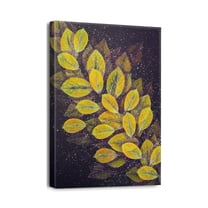 Modern Black Abstract Leaves Canvas Wall Art - Ideal for Stylish Living Room and Bedroom Decor, Family Wall Decorations, 12X16 inches