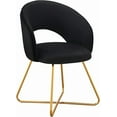thumbnail image 1 of Modern Black Accent Chair Comfy Desk Chairs for Bedroom, Upholstered Barrel Velvet Vanity Chair with Back, Mid Century Makeup Chair with Gold Legs, 1 of 10