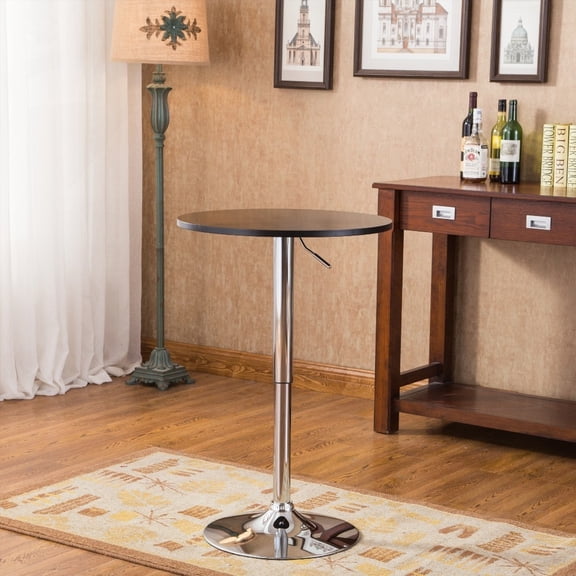Modern Black Adjustable Wood and Metal Bar Table for Home Decor