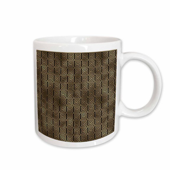 3drose, Modern Black and Image of Gold Greek Key Geometric Pattern, 11oz Mug