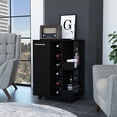 thumbnail image 1 of Modern Black Bar Cart with Cabinet Cubbies and Shelves for Kitchen and Living Room Storage, 1 of 6