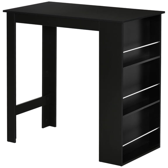 Modern Black Bar Table with 3-Tier Storage Shelves, Particleboard and Steel Frame High Top Bistro Table for Kitchen, Dining Room, or Home Office, 44 x 22.5 x 41.75 in