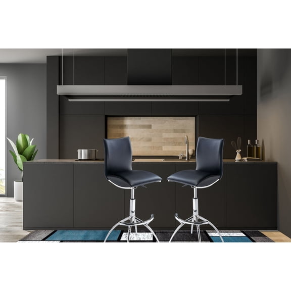 Modern Black Barstools with Anti-microbial PVC Upholstery / Perfect for Kitchen, No Tool Required for Setup