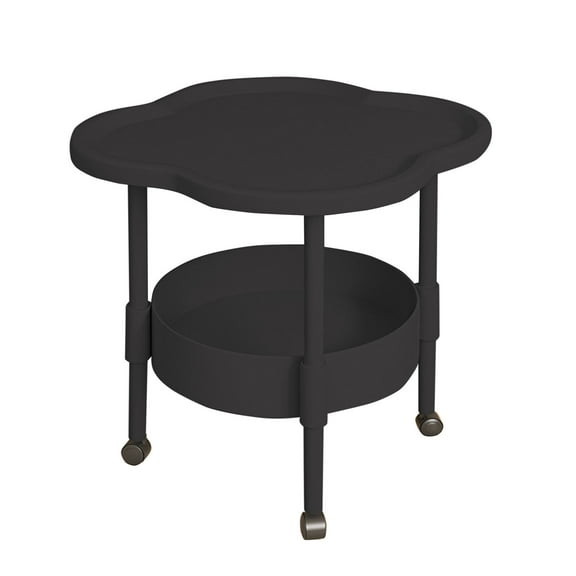 Modern Black Bedside Table with Wheels, Rolling Small Nightstand & Side Table for Bedroom, Living Room Home Storage