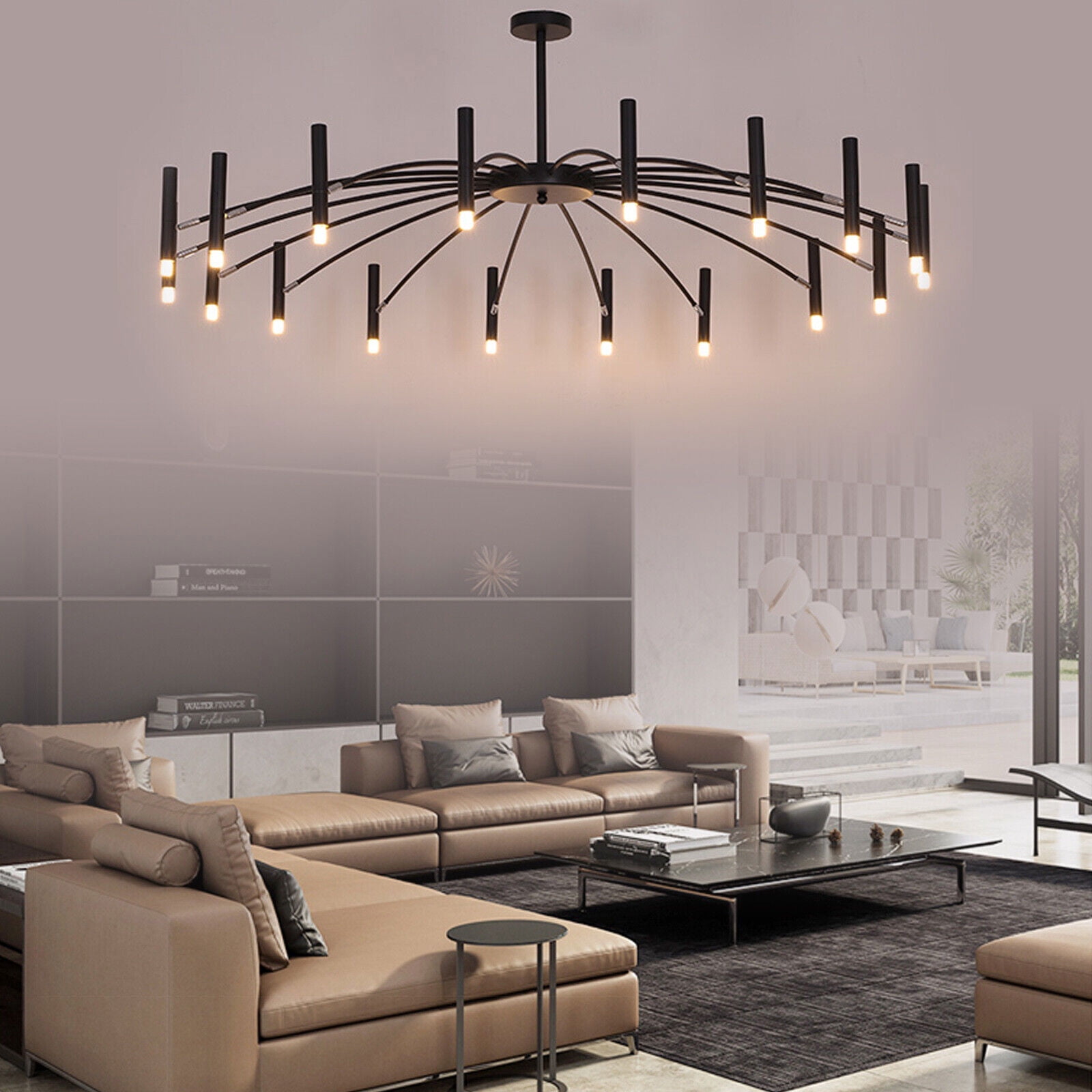 Modern Black Branch Chandelier Metal Pendant Light Nordic Ceiling Lamp Fixtures