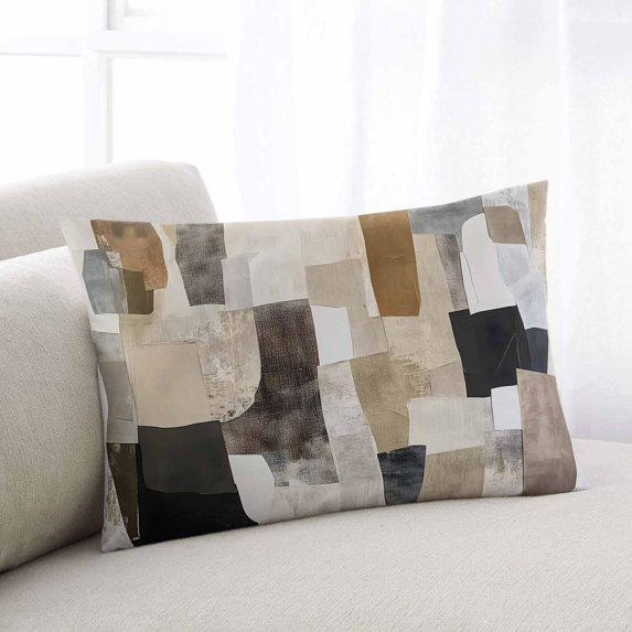 Modern Black Brown Lumar Pillow Covers, Abstract Oil Painting Art Soft Breathable Throw Pillow Cases with Invisible Zipper, Decorative Pillowcase Pillows Protectors for Sofa Bed Chair 16"x24"