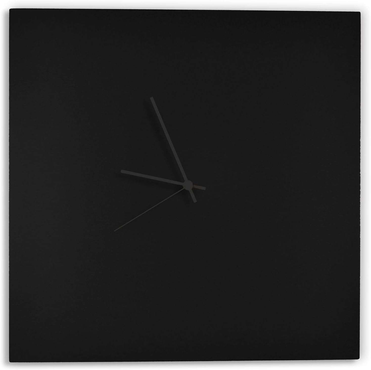 Modern Black Clock 'Blackout Black Square Clock' Minimalist Metal Wall