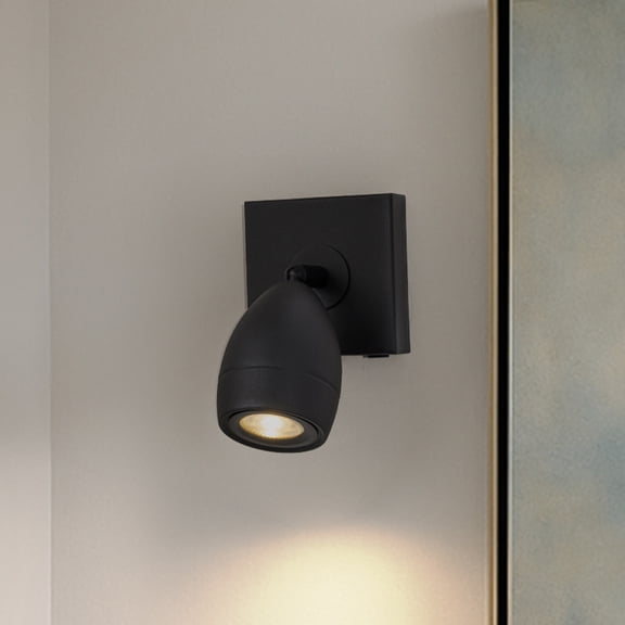 Modern Black Cordless Wall Sconce USB-C Rechargeable LED Spotlight with Touch & Remote Control, Adjustable and Stepless Dimmable Accent Light