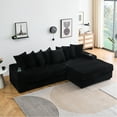 thumbnail image 1 of Modern Black Corduroy Recliner , Armrest With Cup Holder & Storage, Reversible Chaise For Lounge, Soft Stylish Design Reclining L-shaped Living Room, Comfortable Elegant, 1 of 4