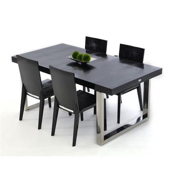 Modern Black Crocodile Lacquer Dining Table - 30 x 100 x 37 in.