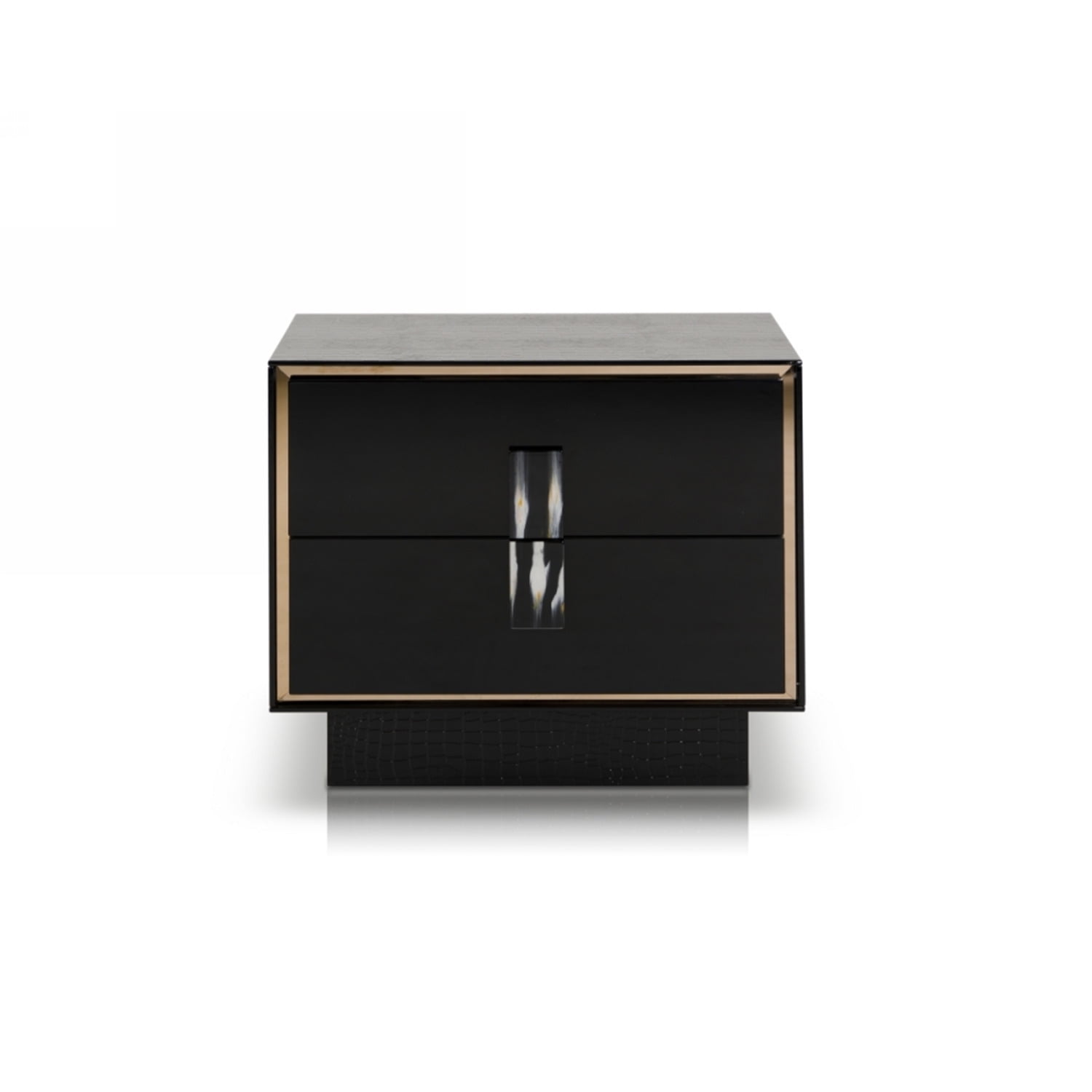 Modern Black Crocodile Lacquer Nightstand