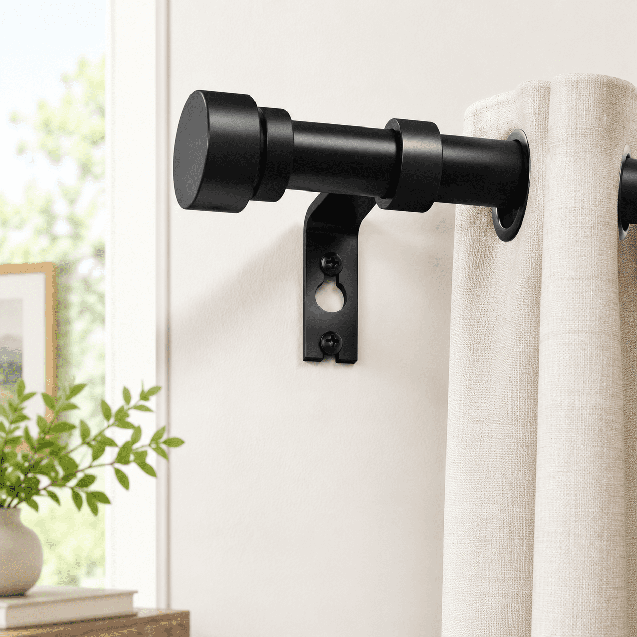 Window Expandable Rod Modern Black Curtain Rods For Windows 28 To 48 Inches Adjustable Length ...