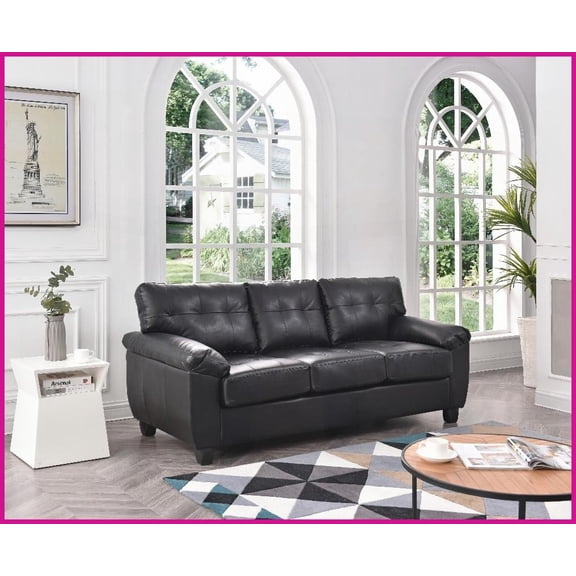 Modern Black Fabric Sofa with Removable Backs - Hardwood Frame for Living Room