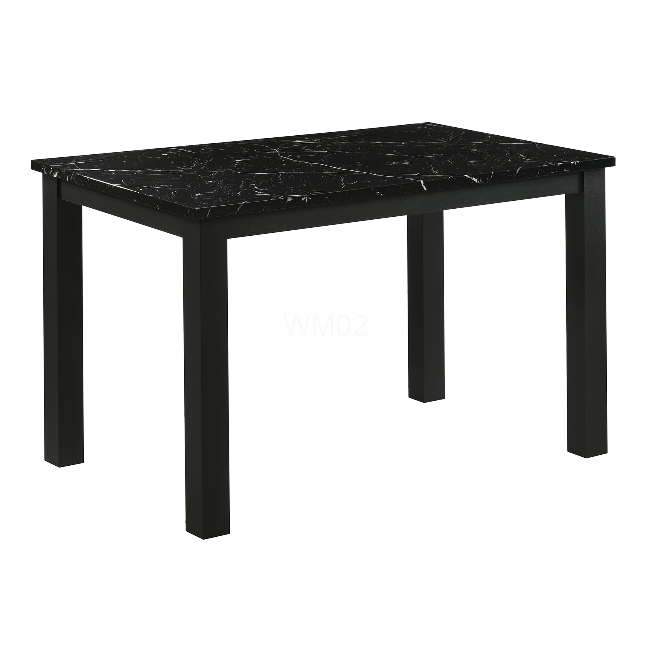 Modern Black Faux Marble Dining Table for 4, Rectangular Contemporary ...