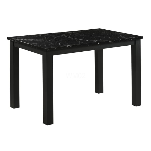 Modern Black Faux Marble Dining Table for 4, Rectangular Contemporary Kitchen Room Furniture