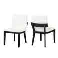 thumbnail image 1 of Modern Black-Finish Wood & White Glossy PU Leather Upholstered Dining Chairs Set of 2, 1 of 6