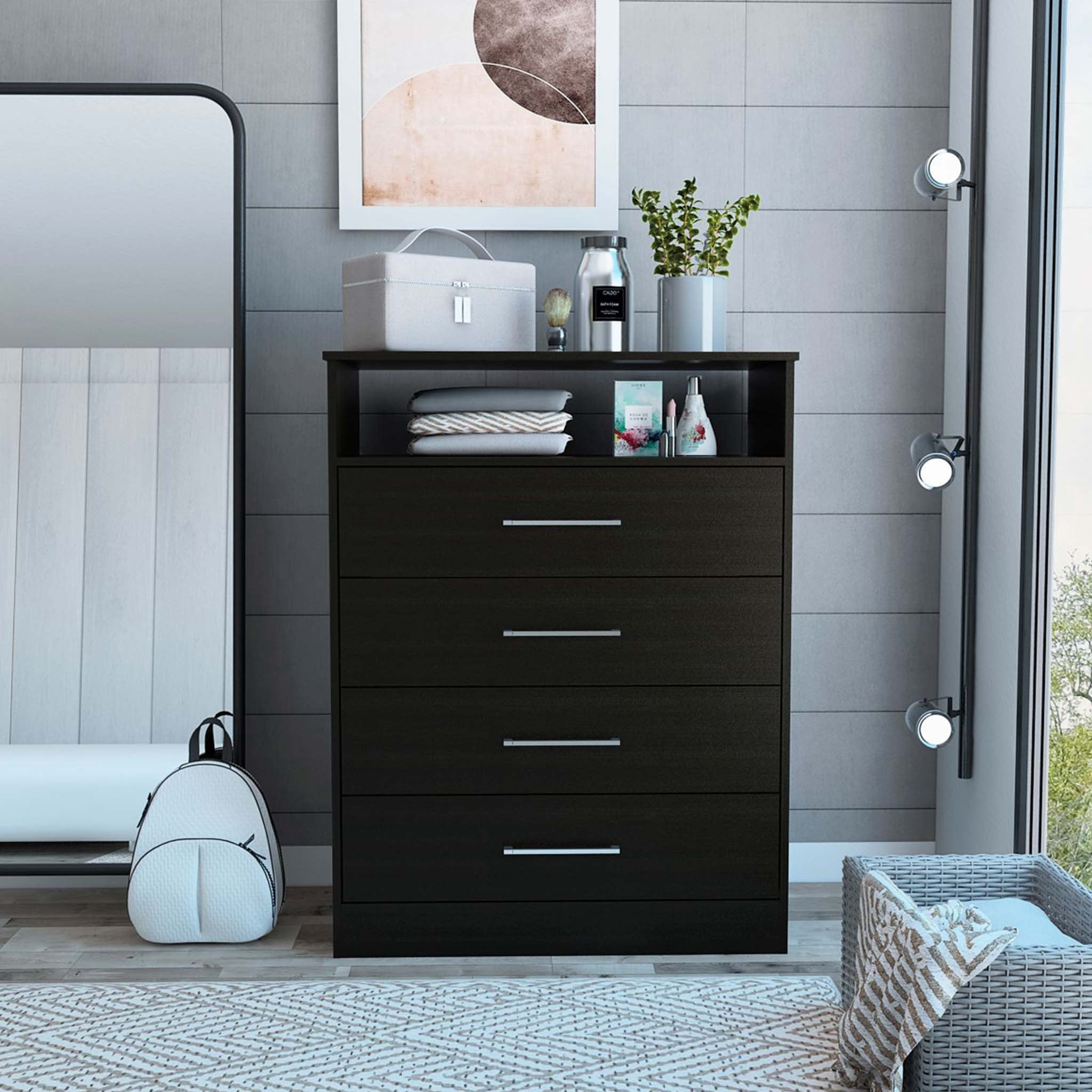 black four drawer dresser Garvee 4 37 Inch Tall Modern Clothes Storage Cabinet for Nursery one_size Thats why a wall Austen Black Wood 57" 4