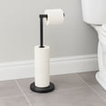 thumbnail image 1 of Modern Black Freestanding Toilet Paper Dispenser and Reserve with Folding Arm for Compact Bathrooms, 1 of 6