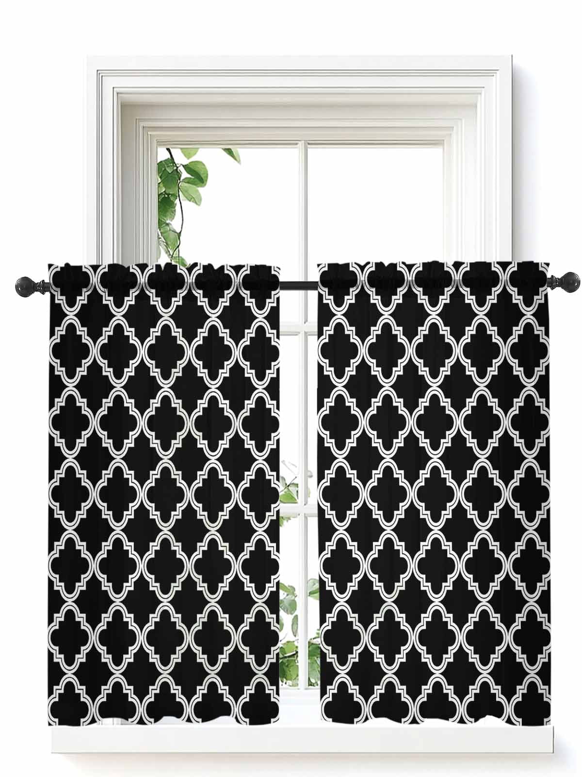 Quatrefoil Moroccan Pattern Curtains 54 Inch Length, Sheer