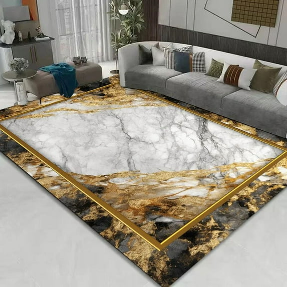 Modern Black Gold Carpets Living Room Sofas Luxury Large Area Rugs 140x200cm Home Decor Bedroom Wawshable Floor Mats Non-slip