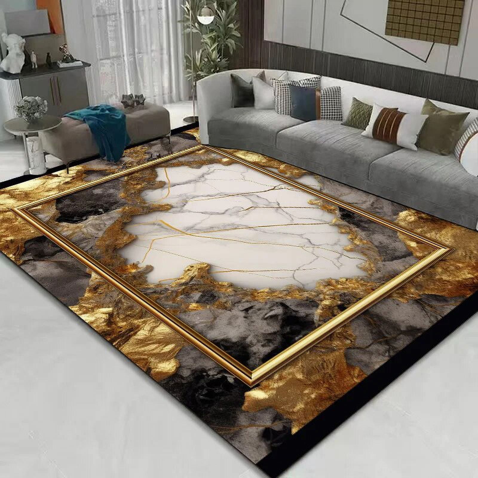 Modern Black Gold Carpets Living Room Sofas Luxury Large Area Rugs 140x200cm Home Decor Bedroom
