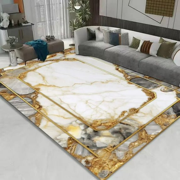 Modern Black Gold Carpets Living Room Sofas Luxury Large Area Rugs 140x200cm Home Decor Bedroom Wawshable Floor Mats Non-slip