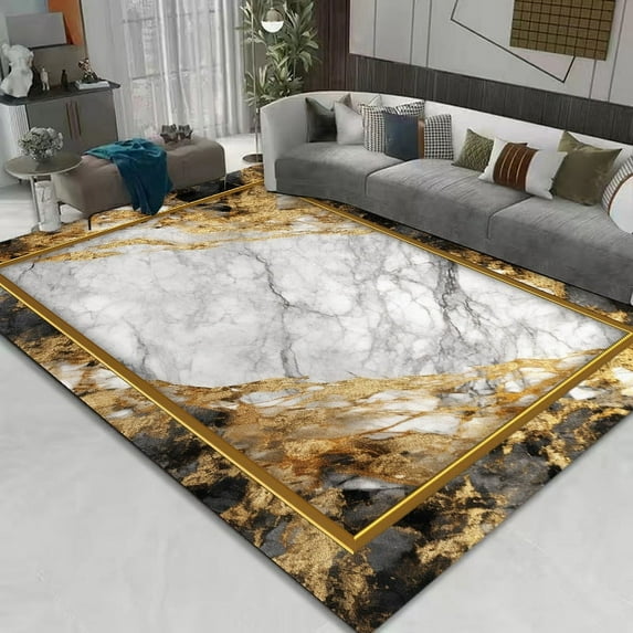Modern Black Gold Carpets Living Room Sofas Luxury Large Area Rugs 140x200cm Home r Bedroom Wawshable Floor Mats Non-slip