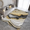 thumbnail image 1 of Modern Black Gold Marble Stripes Area Rug, Abstract Twist Visual Impact Stylish Large Rugs, Easy Clean Carpet Indoor Non-Slip Rug For Boys And Girls Nursery Bed Living Room 5x7ft, 1 of 6