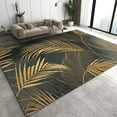 thumbnail image 1 of Modern Black Gold Plant Leaf Area Rugs, Vintage Golden Banana Leaf Indoor Rugs, Soft Machine Washable Kids Carpet For Living Room Bedroom Office Dining Room Classroom, 1 of 7