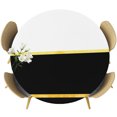 thumbnail image 1 of Modern Black Gold Round Tablecloth 36-44 Inch Round Fitted Table Cloth with Elastic Edge, Minimalist Geometric Yellow Striped Waterproof Table Cover Protector for Outdoor Picnic Party Dining, 1 of 9