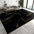 thumbnail image 1 of Modern Black And Gold Rugs For Living Room, Luxury Gold Kids Area Rugs, Boho Golden Pattern Soft Low Pile Washable Rug For Dining Room Patio Study Room Bedroom Bedside Carpet, 1 of 7