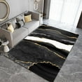 thumbnail image 1 of Modern Black Gold And White Art Area Rugs, Luxury Abstract Marble Texture Living Room Carpets, Washable Non-Slip Low Pile Floor Mat For Bedroom Kitchen Entryway Hallway Kitchen 1x2ft, 1 of 6