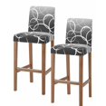 thumbnail image 1 of Modern Black Grey Bar Stool Covers Set of 2, Abstract Geometric Lines Textured Stretch Washable Bar Chair Covers with Backs, Removable Pub Counter Height Chair Cover for Kitchen Dining Room Cafe, 1 of 7