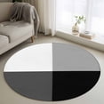 thumbnail image 1 of Modern Black Grey Round Area Rug 3.3Ft Washable Circle Rugs for Dining Room Table, Abstract Minimalist Geometric Plaid Non-Slip Carpet Floor Mats Indoor Outdoor Carpet Runner Aesthetic Home Decor, 1 of 8