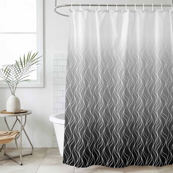 Modern Black Grey Small Stall Shower Curtain, Waterproof Shower Curtains for Bathroom, Abstract Ombre Geometric Morocco Washable Fabric Cloth Bath Curtain for Bathtub with Hooks 36x72 Inches