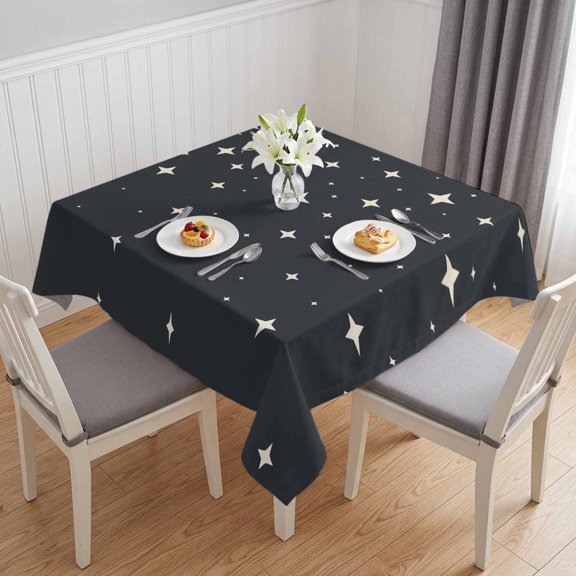 Modern Black Grey Table Cloth Waterproof Tablecloths, Japanese Style Moon Stars Minimalism Tablecloth Dining Table Cover for Kitchen Party Tabletop Outdoor, Square Tablecloth 54x54 Inch