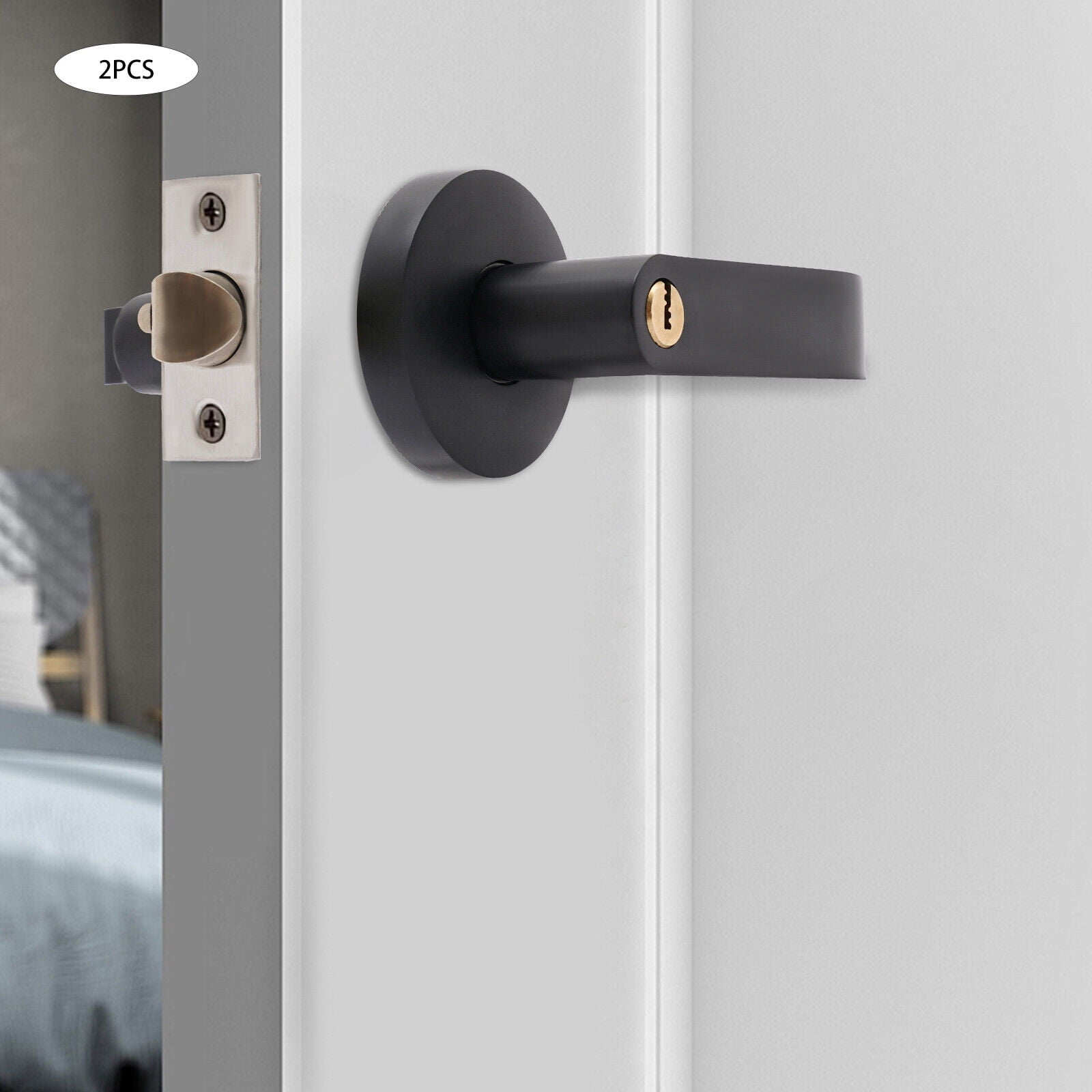 KAMOTA 3-Pack Black Square Door Levers - Heavy Duty Passage Handles For Closets & Interior Doors
