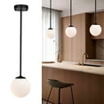 thumbnail image 1 of Modern Black Pendant Light LED with 5.9'' Frosted Glass Globe Shade Adjustable Ceiling Light for Kitchen Island Dining Room, 1 of 9