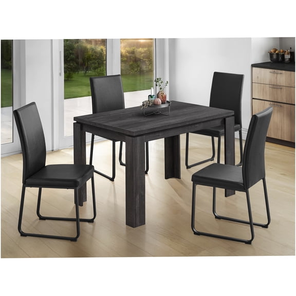 Modern Black Laminate Dining Table for 4, 48" Rectangular Small Kitchen Table with Sturdy Block Legs, Space-Saving Design for Apartments and Condos