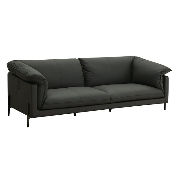 Modern Black Leather Track Arm - Contemporary Design With Power Recline Effortless Comfort