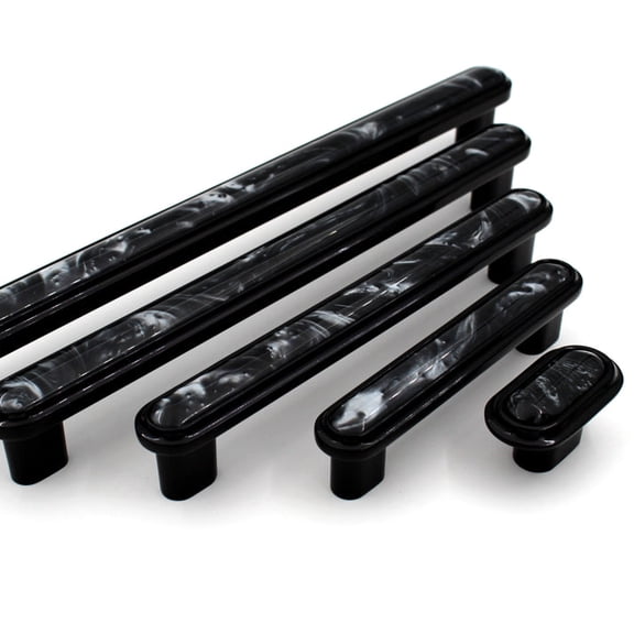 Modern Black Marble Handles Pulls Cabinet Drawer Dresser Furniture Knob Handle Appliance Pulls - 1 pcs, Size- Oval Knob
