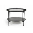 thumbnail image 1 of Modern Black Marble Painted Round Metal Coffee Table, 1 of 4