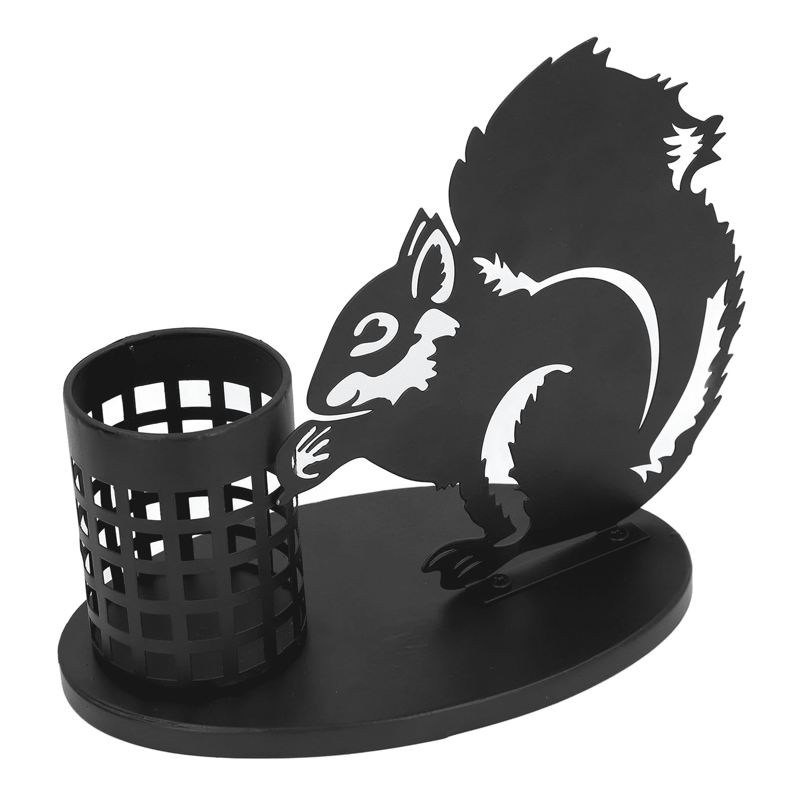 Modern Black Metal Desk Accessories Squirrel Stationery Organizer and Vase for Pencils Markers and Brushes Unique Aesthetic Tabletop Storage with Easy Assembly