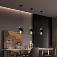 thumbnail image 1 of Modern Black Metal Pendant Light， 1-Light Creative Wooden Hanging Light Fixtures for Dining Room,Living Room,Bedroom,Hallway,Kitchen,Bar, Height Adjustable, E26 Base, (Not Included Bulbs), 1 of 9