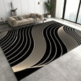 thumbnail image 1 of Modern Black Minimalist Indoor Rug, Luxurious Luxury Golden Curved Lines Retro Bedroom Rug, Carpet Mat Machine Washable Soft and Comfortable Apply to Home Decor Entryway Hallway,5ft x 6ft, 1 of 6