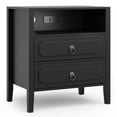 thumbnail image 1 of Modern Black Nightstand with Hidden Charging Station, USB Ports, Cable Hole, 2 Drawers & Open Shelf, 24" Matte Finish Bedside Table for Bedroom or Living Room, 1 of 9